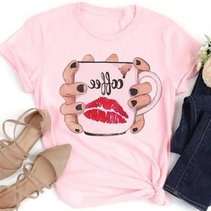 เสื้อยืดลำลองผู้หญิงสีขาว พิมพ์ลายสไตล์กาแฟ ผ้าฝ้าย 100% แขนสั้น เสื้อฤดูร้อน - Product Image 3
