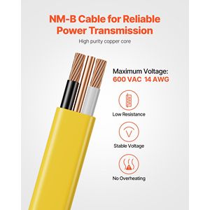 Cavo Elettrico Residenziale NM-B 14AWG/2C con Anima in Rame ad Alta Purezza, Guaina in PVC, Non Metallico, per Interni - Product Image 2