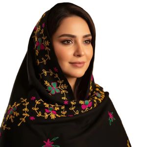 Long Floral Pattern Muslim Cotton <b>Scarves</b> and Shawls with Hand Embroidery Durable <b>Black</b> Shawl 210 Gram morrocan edition - Product Image 1
