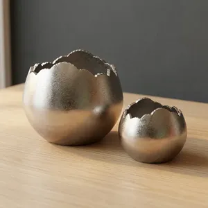 Jardinières décoratives en aluminium, pots de fleurs modernes en métal à bord festonné, pour intérieur et extérieur, décoration de jardin et de maison - Product Image 5