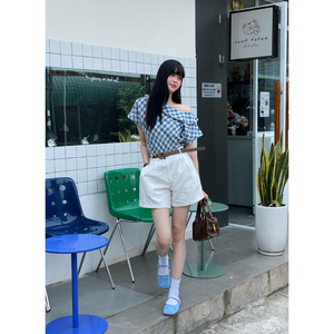 Conjunto de Shorts Caqui para Mujer MISOUL de la Mejor Calidad, Varios Tamaños, Cintura Alta, Corte Recto, Transpirable, 100% Algodón Ecológico, Cierre de Botones, Vietnam - Product Image 5
