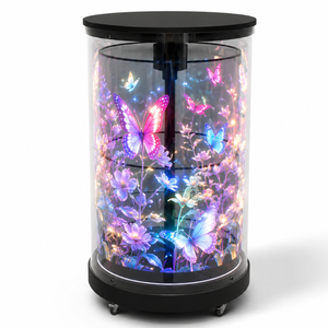 Pantalla LED Cilíndrica de Holograma 3D 360 °   Ventilador LED Giratorio con Pantalla Holográfica Publicitaria - Product Image 1