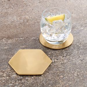 Premium Stainless Steel Metal Drink Coasters With Cork Backing For Home Kitchen Office <b>Bar</b> Table Protection - Product Image 3