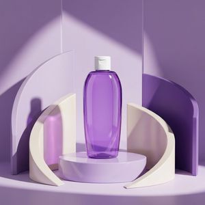 Shampoo Bottle Oval PET 220ml Purple <b>Plastic</b> Bottle with Screw Cap for Hair Care Cosmetic <b>Packaging</b> Vietnam Manufacturer - Product Image 2