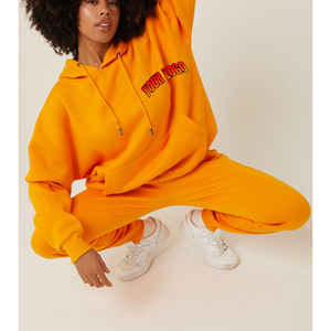 ชุดวอร์มผู้หญิงผ้าฟลีซคอตตอน 100% หนานุ่ม ปรับแต่งได้ ทรงปกติ สวมใส่ได้ในฤดูหนาว สีพื้น แต่งลูกไม้ปัก 2 จุด - Product Image 4