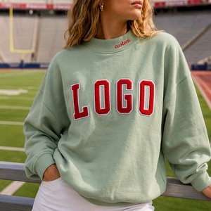 Pull-over en maille pour femme grande taille, col montant, en coton, avec logo brodé, style streetwear vintage, vente en gros sur mesure - Product Image 6