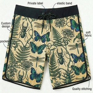 Shorts de bain imprimés pour hommes, taille mi-haute, cordon de serrage, séchage rapide, impression par sublimation, vêtements de plage en polyester - Product Image 4