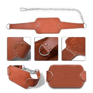 Custom Logo Dip Leather <b>Belt</b> Steel Chain Cowhide Leather Adjustable Weight Lifting Heavy Duty Non Slip Breathable Unisex <b>Belts</b> - Product Image 4