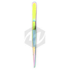 Pince à tissus Premium de 5 pouces avec 1x2 dents, revêtement arc-en-ciel, pince chirurgicale pour la manipulation et la préhension des instruments médicaux - Product Image 5