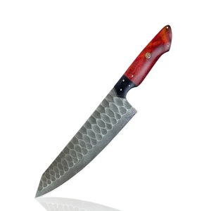 Cuchillo de chef de 13 pulgadas, acero damasco japonés, cuchillo de cocina ultra afilado de 67 capas, mango de resina con funda de cuero. - Product Image 3