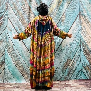 Kimono de plage pour femme en viscose/coton tie-dye - Écologique, séchage rapide, grande taille, coupe haute, style bohème, vêtements de resort - Product Image 3