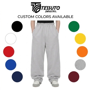 Custom Oversized Sweatpants <b>Mens</b> Heavyweight Plain Grey <b>Wide</b> <b>Leg</b> Track Pants Streetwear Loose Fit Elastic Waist Baggy <b>Trousers</b> - Product Image 4