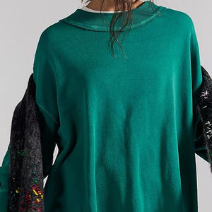 Women's Casual Cotton Fleece <b>Top</b> Oversized Hoodie Long Sleeves Pullover Sweatshirt for Winter Autumn Plain Dyed <b>Mock</b> <b>Neck</b> - Product Image 4