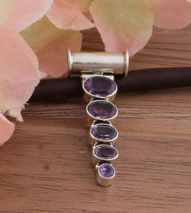 Colgante Vintage de Amatista Natural con Corte Ovalado y Engaste en Bisel, Plata de Ley 925 Bañada en Platino, Joyería Fina Unisex - Product Image 6