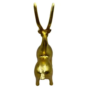 Gold Plated Brass <b>Deer</b> Figurine Full 3D Animal Sculpture Home Decoration Casting Art Piece - Product Image 1