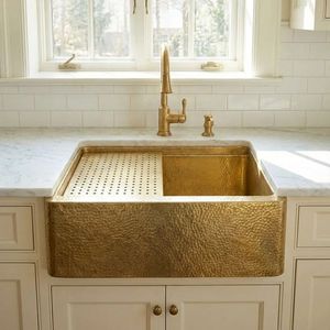 Unique Brass Kitchen Sink Premium Handmade Farmhouse Wash Basin <b>Scratch</b> Resistant Long Lasting Luxury Kitchen <b>Solution</b> - Product Image 2
