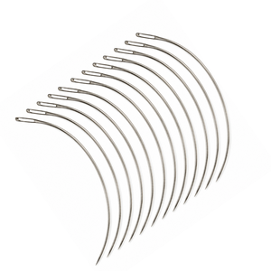 12 Aiguilles à Crochet en Acier Inoxydable Style C pour Extensions de Cheveux, Outils de Tissage Courbé pour Salon de Coiffure MANAN INSTRUMENTS Modèle MI-HN-03 - Product Image 1