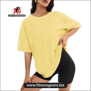 Women's O-Neck Short Sleeve T-Shirt Solid Blue Knitted Casual Wear Loose Fit Summer 100% Polyester - Product Image 3