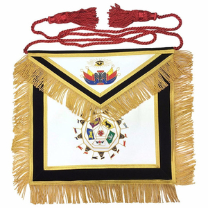 Custom Embroidered 3D <b>Sew</b>-On Freemason Badges Red White Gold Trim Classical Style Ceremonial Accessory - Product Image 6