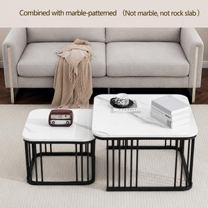 Table basse carrée moderne avec plateau en faux marbre pour salon et mobilier d'appartement - Product Image 5