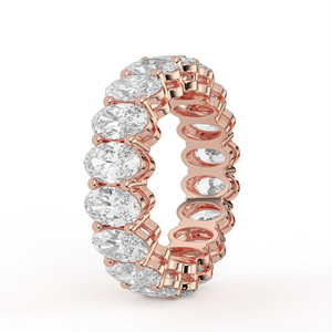 แหวนเพชรทรงรีแบบ Eternity Band ทองคำขาว ประดับเพชรแบบ Shared Prong ริบบิ้นต่อเนื่อง แหวนแต่งงานสุดหรู แหวนซ้อนกันได้ ของขวัญวันครบรอบ เครื่องประดับชั้นดี - Product Image 4