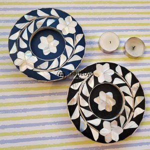 Portavelas con Incrustaciones de Hueso de Diseño, Decoración Elegante para el Hogar por Tradebyd - Product Image 3