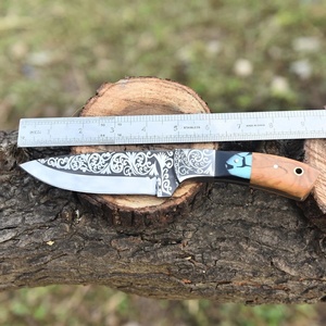Coltello da Caccia Artigianale in Acciaio Inossidabile con Manico in Legno Naturale e Fodero in Pelle, Coltello Multifunzionale per Campeggio OEM <span class=keywords><strong>Pasha</strong></span> - Product Image 2