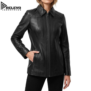Men's <b>Slim</b> <b>Fit</b> Leather Quilted <b>Jacket</b> Stand Collar Zipper Front Eco-Friendly Worsted Fabric High Street Style Winter Workwear - Product Image 3