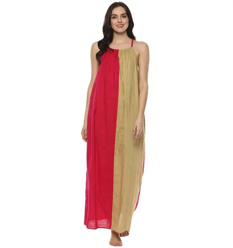 Váy Ngủ Xinh Xắn Màu Đỏ Và Kaki Không Tay Nóng Bỏng Được Làm Bằng Vải Cotton Mềm Mại Đảm Bảo Bạn Có Một Giờ Ngủ Thoải Mái