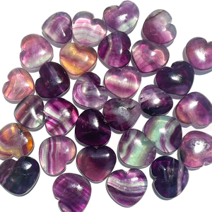 Wholesale Hot Selling Natural Stone Crystal <b>Crafts</b> Heart Shape Healing Stones colorful fluorite Crystal Heart For Women Jewelry - Product Image 2