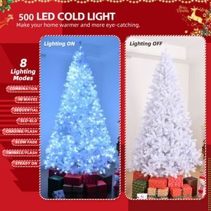 Albero di Natale Artificiale Pre-Illuminato da 2,4 m con 1500 Rami, 500 Luci, Pino Artificiale a Cerniera per Feste, Ufficio, Casa - Effetto Realistico Superiore - Product Image 5