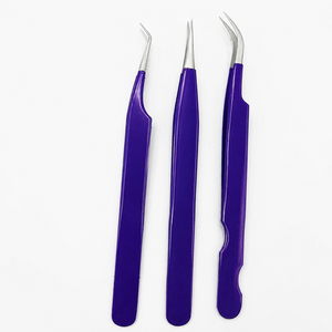 HARRAR GROUP COMPANIES – Ensemble de pinces à épiler professionnelles en acier inoxydable violet, lisses et de précision, à pointes droites et coudées, pour extensions de cils - Product Image 1