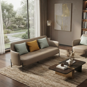 Ensemble de canapés de salon modernes de luxe en tissu avec fauteuil d'appoint assorti, sièges rembourrés haut de gamme, structure en bois de chêne américain massif - Product Image 1