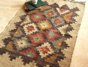 Alfombra Kilim Floral Hecha a Mano, de Lana y Acrílico, Ecológica, con Mechones Hechos a Mano, Rectangular, para Sala de Estar, Pelo Mediano, Base de Látex - Product Image 3