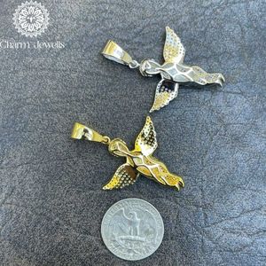 <b>Charm</b>_Jewells <b>Angel</b> Pendant 925 Sterling Silver 22K Gold Plated Freshwater Pearl Moissanite Brilliant Cut Hip Hop Unisex - Product Image 4