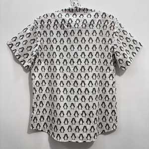 Camisa Casual Clásica de Manga Larga sin Cuello con Patrón Pintado a Mano, Tela de Velour 100% Algodón, Cierre de un Solo Botón - Product Image 2