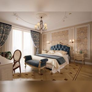 Base de cama tamaño King de madera maciza de lujo, tallada a mano, de la mejor calidad, con piecero, muebles de dormitorio de madera. - Product Image 4