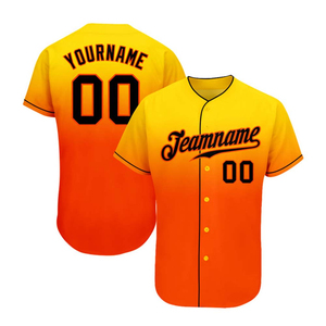 Custom Baseball Jersey Yellow Orange Gradient Teamname 00 Personalized Softball Uniform - Product Image 1
