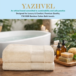 Ensemble de serviettes de bain en tissu éponge ivoire de qualité supérieure, lot de 4 serviettes en mélange de viscose de bambou et de coton pour la maison, l'hôtel et les collections de spa - Product Image 2