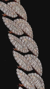 Cadena Cubana de Plata con Moissanita y Diamantes, Joyería Hip Hop, Cadena Cubana con Moissanita de Corte Baguette y Redondo - Product Image 3