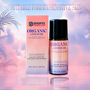 Sérum d'huile de ricin pure naturelle pressée à froid biologique hydratant et nourrissant avec rouleau de quartz rose et rouleau de jade - Product Image 4