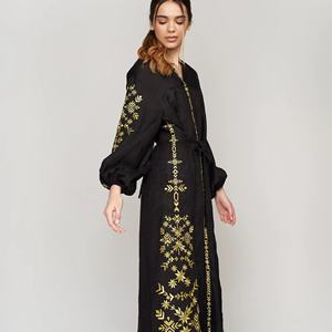 Vestido Largo Romántico y Sexy de Malla y Satén, Estilo Casual para Fiesta, Corte en A, Mangas Regulares, 100% Algodón Tejido con Bordado y Borlas - Product Image 1