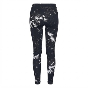 Leggings personnalisés 100% polyester à taille haute, imprimés, longueur intégrale, extensibles, tricotés, sportifs, pour femmes, toutes saisons, motif noir et blanc - Product Image 3