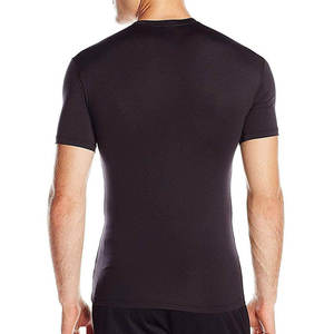 Camiseta de Compresión de Manga Corta Negra para Hombre, Corte Ajustado, Secado Rápido, Cuello Redondo, Ropa Deportiva para Gimnasio, Informal, Tejido Sólido - Product Image 3