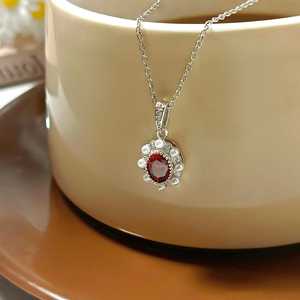 Garnet Pear Pendant 925 Sterling Silver Delicate January Birthstone Handmade Dainty Pendant Jewelry <b>Gift</b> <b>For</b> <b>Her</b> - Product Image 5