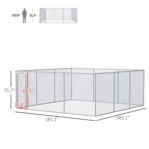 Recinto per Cani Robusto in Rete Zincata 4,6m x 4,6m con Serratura di Sicurezza e Area Esterna Stabile per Cani di Taglia Grande - Product Image 3