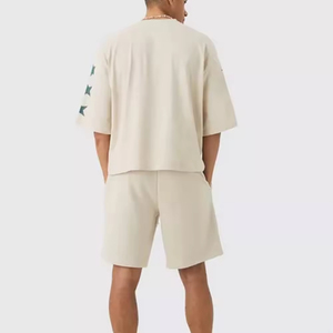 Conjunto de Camiseta y Pantalones Cortos para Hombre, Verano, Transpirable, Secado Rápido, Tallas Grandes, Color Sólido, Manga Corta, Cordón Frontal, Bolsillos Laterales, Estilo Urbano - Product Image 2