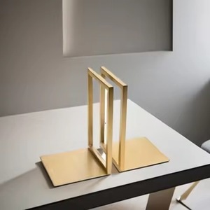 Contemporary Edge Metal Bookends Durable Book Holder Non Slip Book Stopper <b>Office</b> Desk <b>Shelf</b> Organizer - Product Image 3