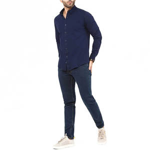 Chemise décontractée pour homme en coton, coupe classique, col ouvert, 100% coton tricoté respirant, ODM - Product Image 4
