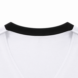 Custom <b>Men</b>’s White Ringer T Shirt <b>Black</b> Contrast Crew Neck Sleeve Cuffs Blank Retro Short Sleeve Casual Tee - Product Image 5